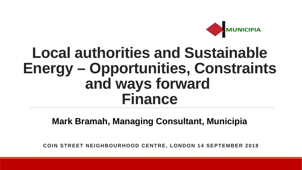Local authorities and Sustainable Energy – - slide 1 of 10