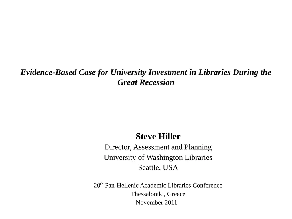 Evidence-Based Case for University Investment in - slide 1 of 22