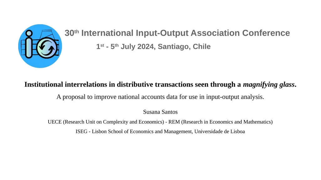 30th International Input-Output Association - slide 1 of 22