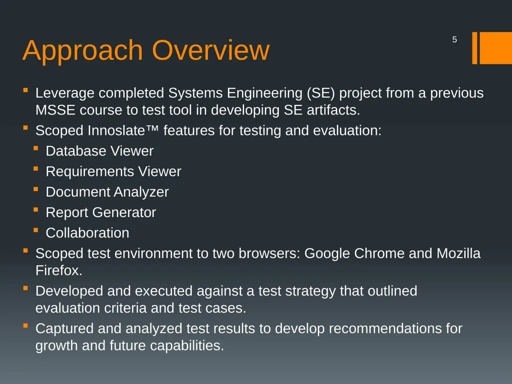 Innoslate™ Systems Engineering Management Tool - slide 5 of 23