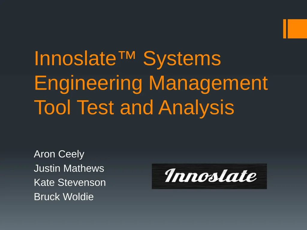 Innoslate™ Systems Engineering Management Tool - slide 1 of 23
