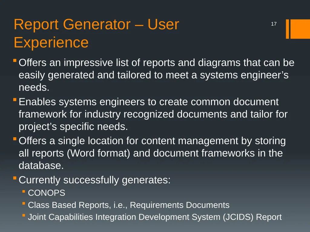 Innoslate™ Systems Engineering Management Tool - slide 17 of 23