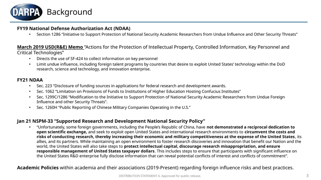 DISTRIBUTION STATEMENT A. Approved for public - slide 3 of 9