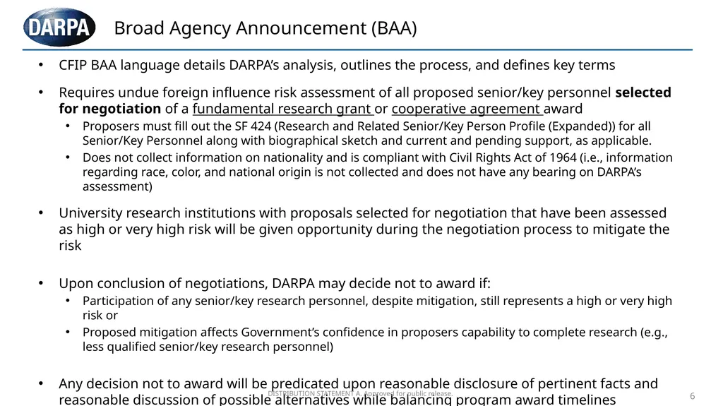 DISTRIBUTION STATEMENT A. Approved for public - slide 6 of 9
