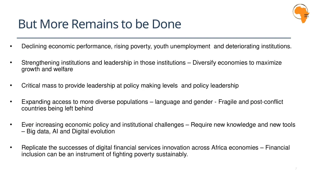 From Research to Sustainable Development Action: - slide 7 of 7