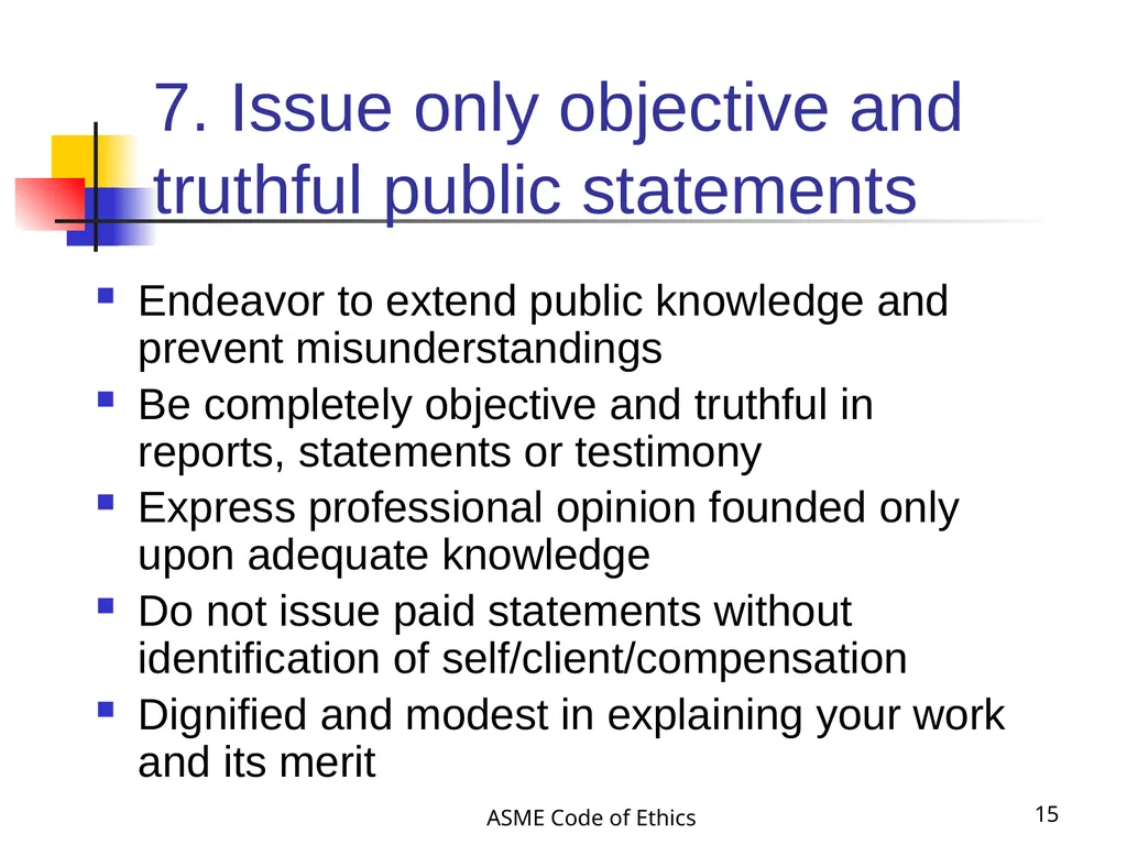 ASME Code of Ethics 1 Engineering Ethics - slide 15 of 18