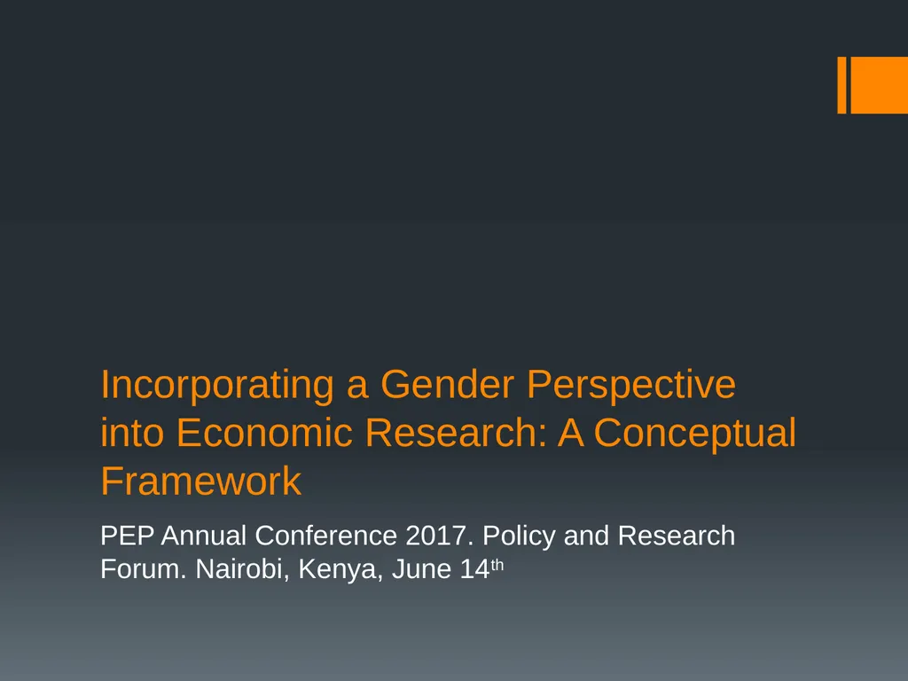 Incorporating a Gender Perspective into Economic - slide 1 of 15