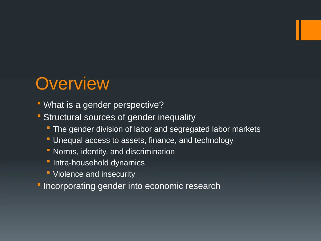 Incorporating a Gender Perspective into Economic - slide 2 of 15
