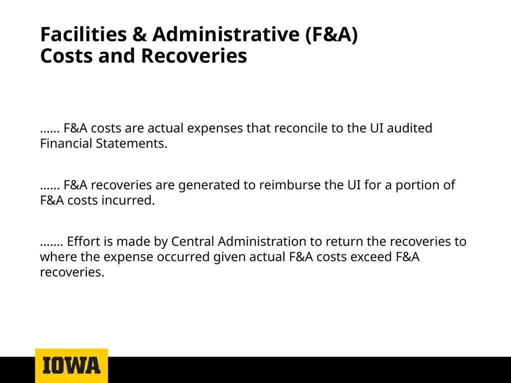 Facilities & Administrative Costs and Recoveries - slide 2 of 12