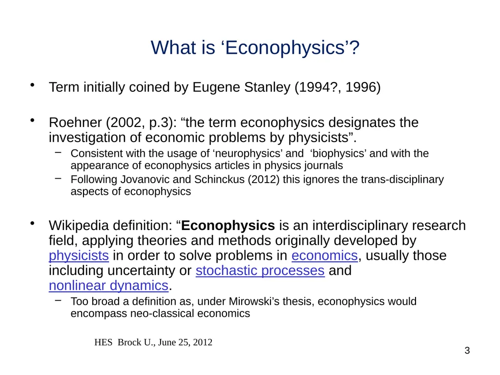 Ergodicity, Econophysics and the History of - slide 3 of 19