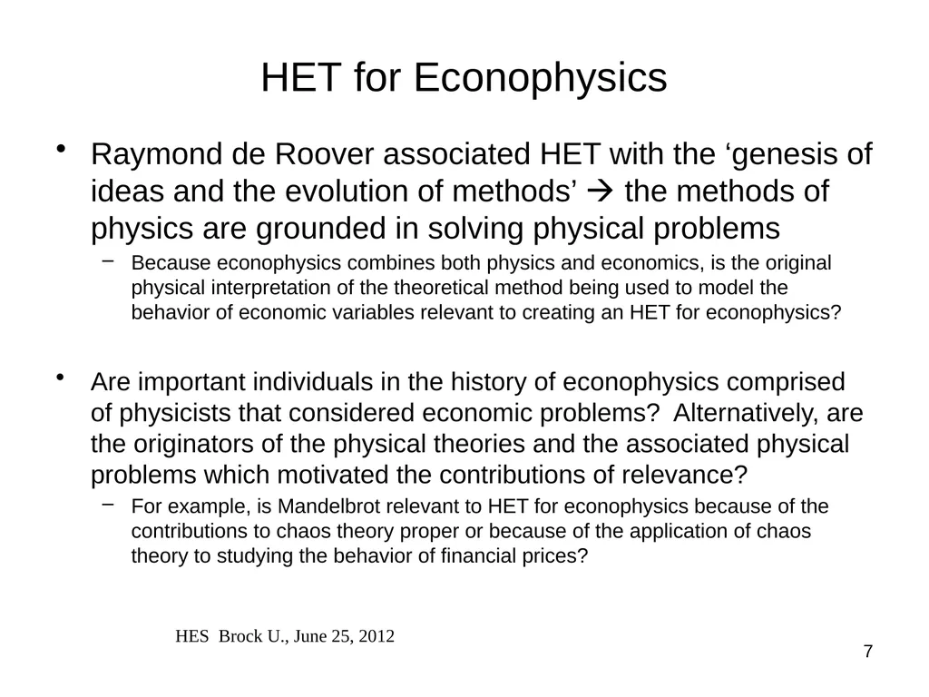 Ergodicity, Econophysics and the History of - slide 7 of 19