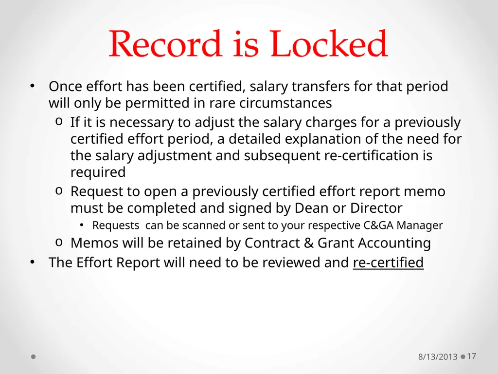 UNM Effort Certification Learn 08/13/2013 1 Why do - slide 17 of 19
