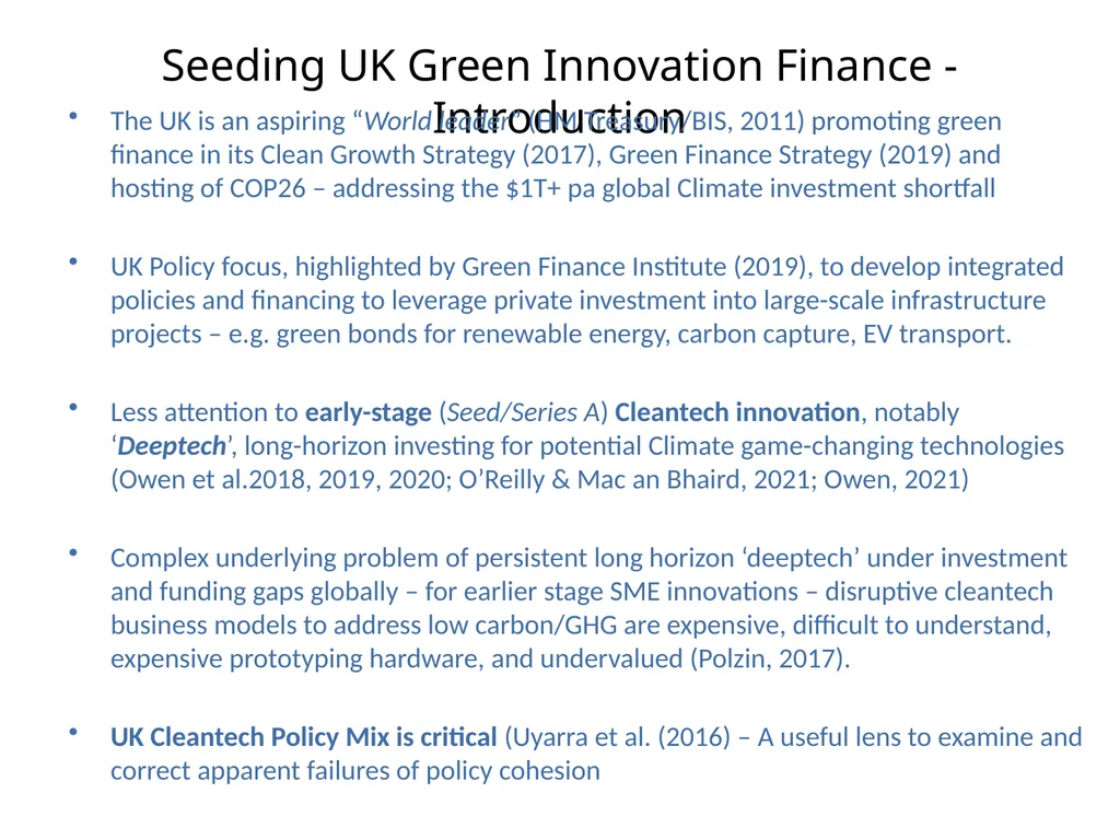 Seeding Green Innovation: Lessons for SME Finance - slide 5 of 21