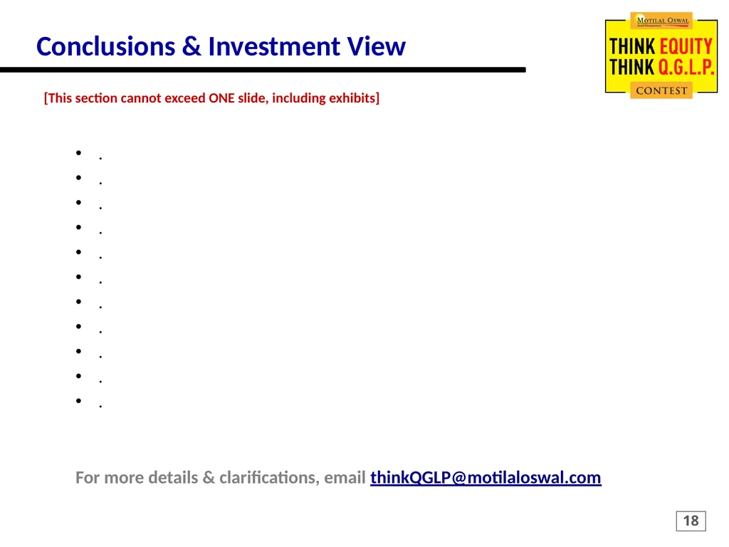 MOTILAL OSWAL Think Equity Think QGLP Contest 2018 - slide 18 of 18