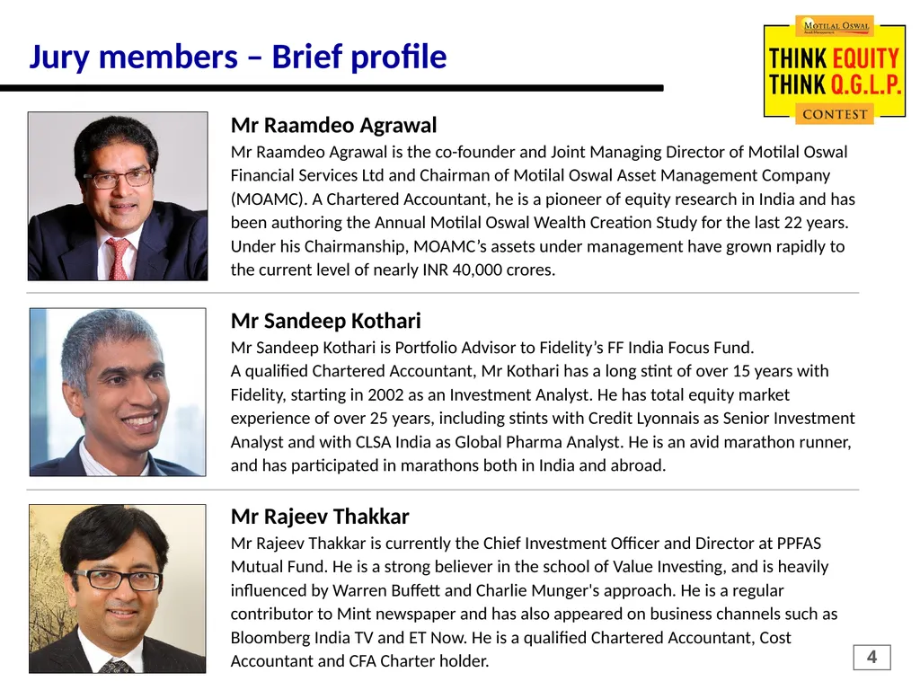 MOTILAL OSWAL Think Equity Think QGLP Contest 2018 - slide 4 of 18