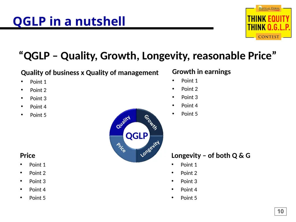 MOTILAL OSWAL Think Equity Think QGLP Contest 2018 - slide 10 of 18