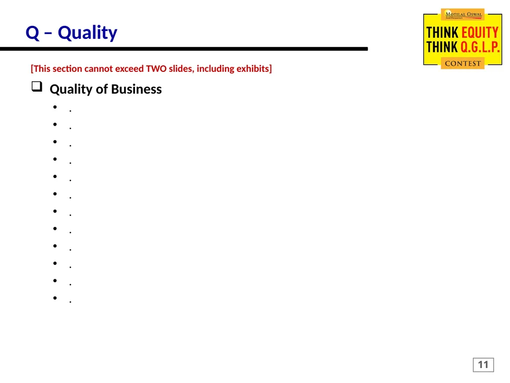 MOTILAL OSWAL Think Equity Think QGLP Contest 2018 - slide 11 of 18