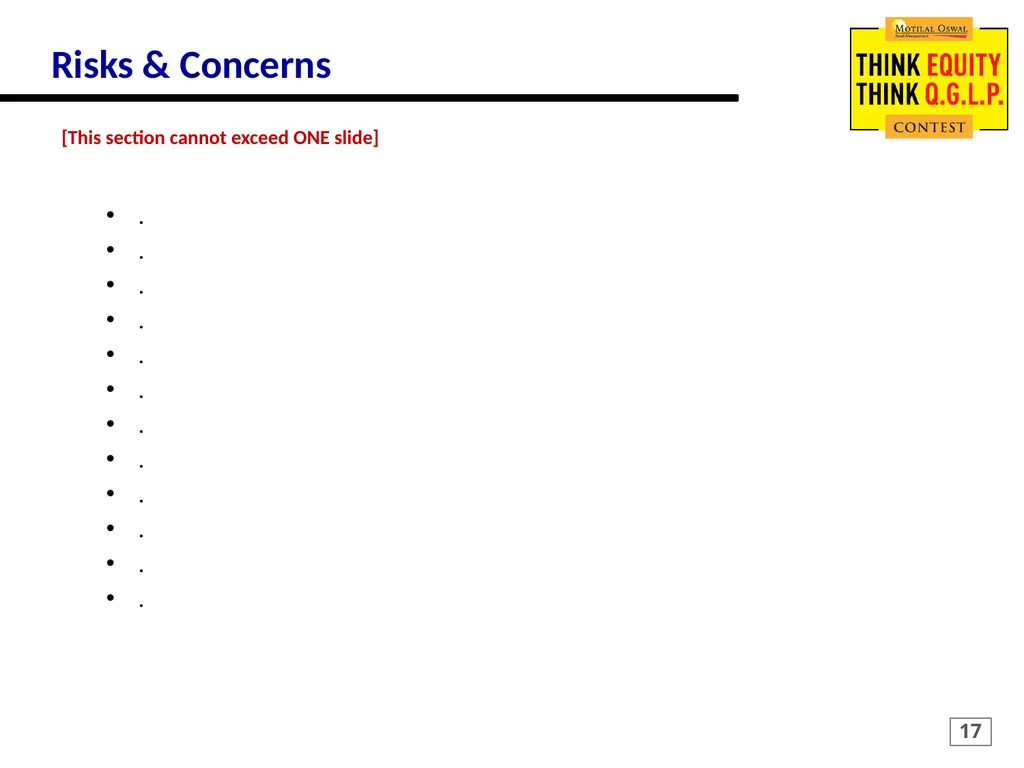 MOTILAL OSWAL Think Equity Think QGLP Contest 2018 - slide 17 of 18