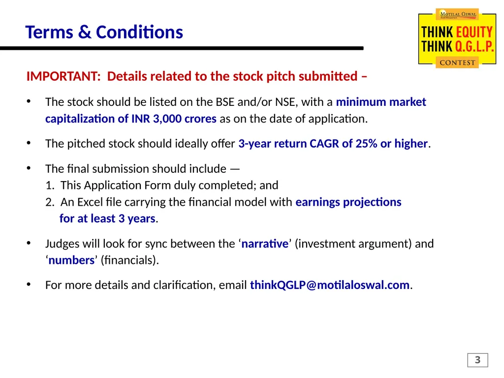 MOTILAL OSWAL Think Equity Think QGLP Contest 2018 - slide 3 of 18