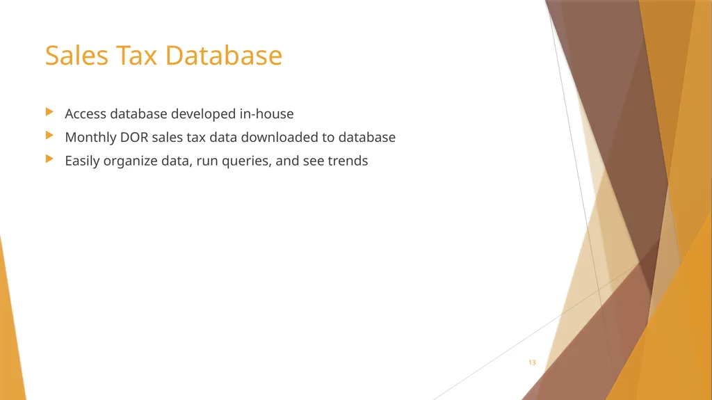 Sales Tax Forecasting Does One Size Fit All? Town - slide 13 of 42