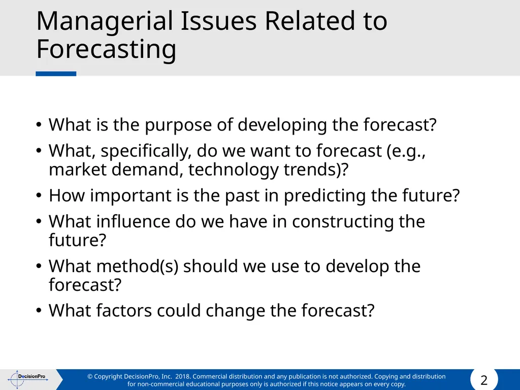Forecasting Forecasting Problems and Methods New - slide 2 of 41