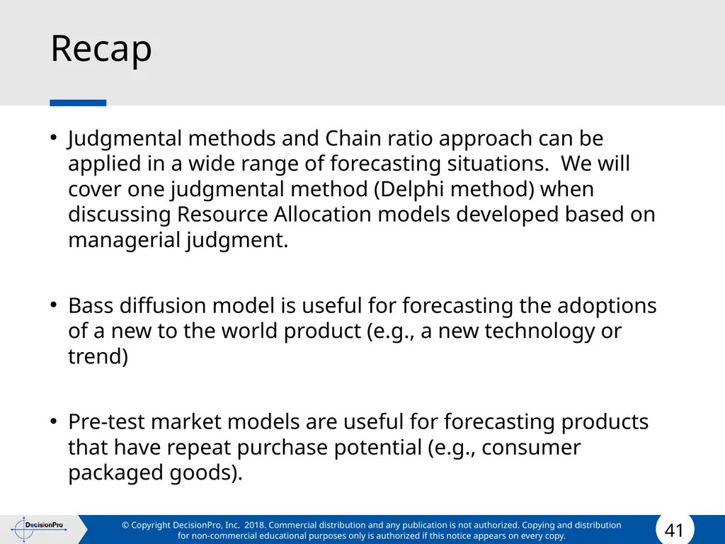 Forecasting Forecasting Problems and Methods New - slide 41 of 41