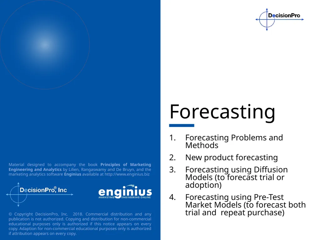 Forecasting Forecasting Problems and Methods New