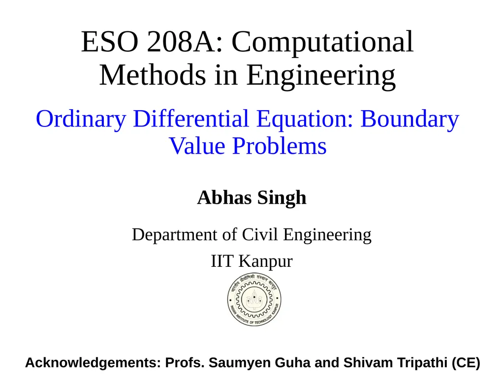 Ordinary Differential Equation The methods for - slide 2 of 36