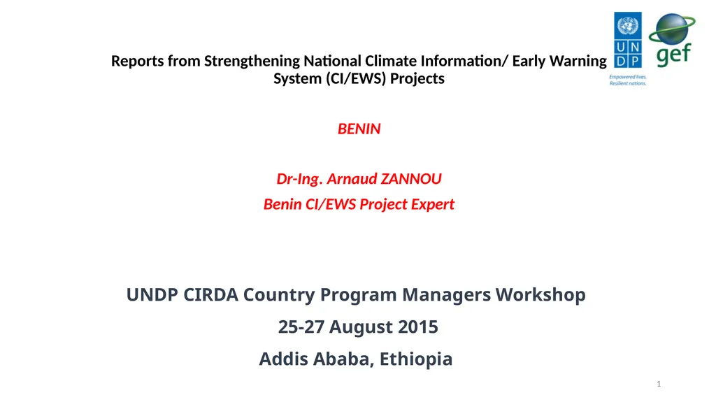 UNDP CIRDA Country Program Managers Workshop 25-27