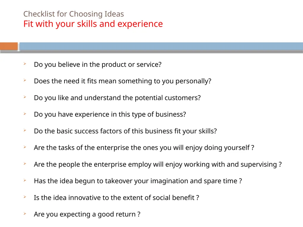 Entrepreneurship Development Search for Business - slide 17 of 20