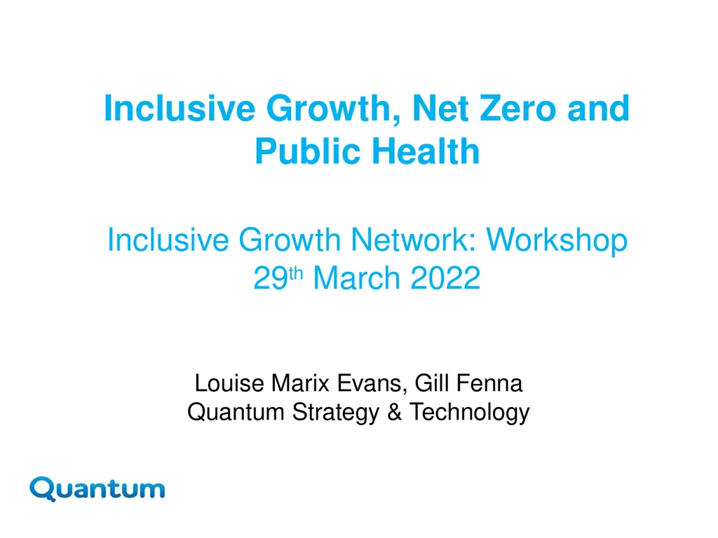 Inclusive Growth, Net Zero and Public Health - slide 1 of 22