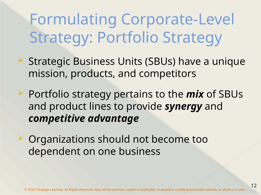 Chapter 8 Strategy Formulation and Execution - slide 12 of 24