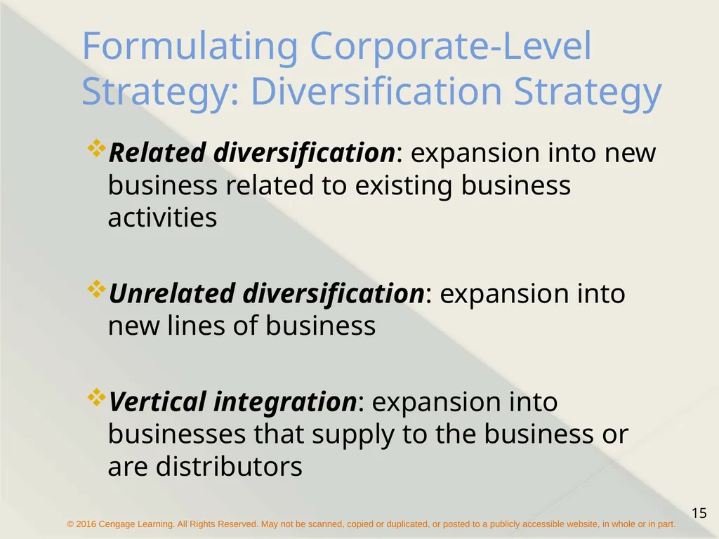 Chapter 8 Strategy Formulation and Execution - slide 15 of 24