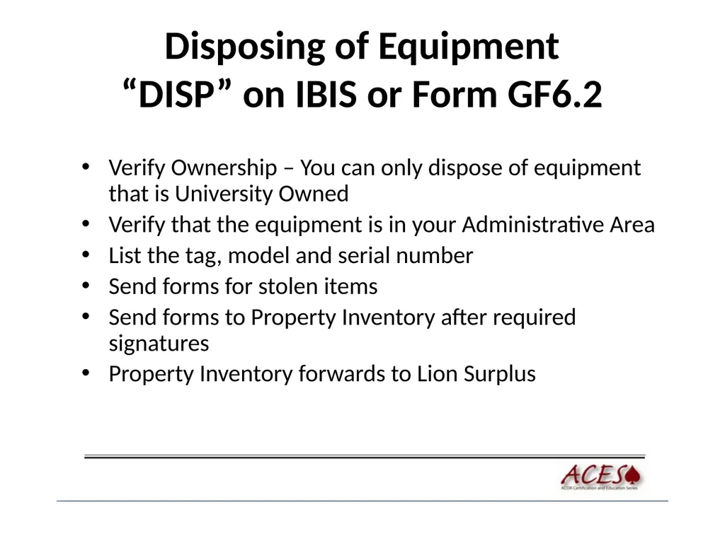 Equipment Policies Equipment Policy Scott Cingle – - slide 33 of 38