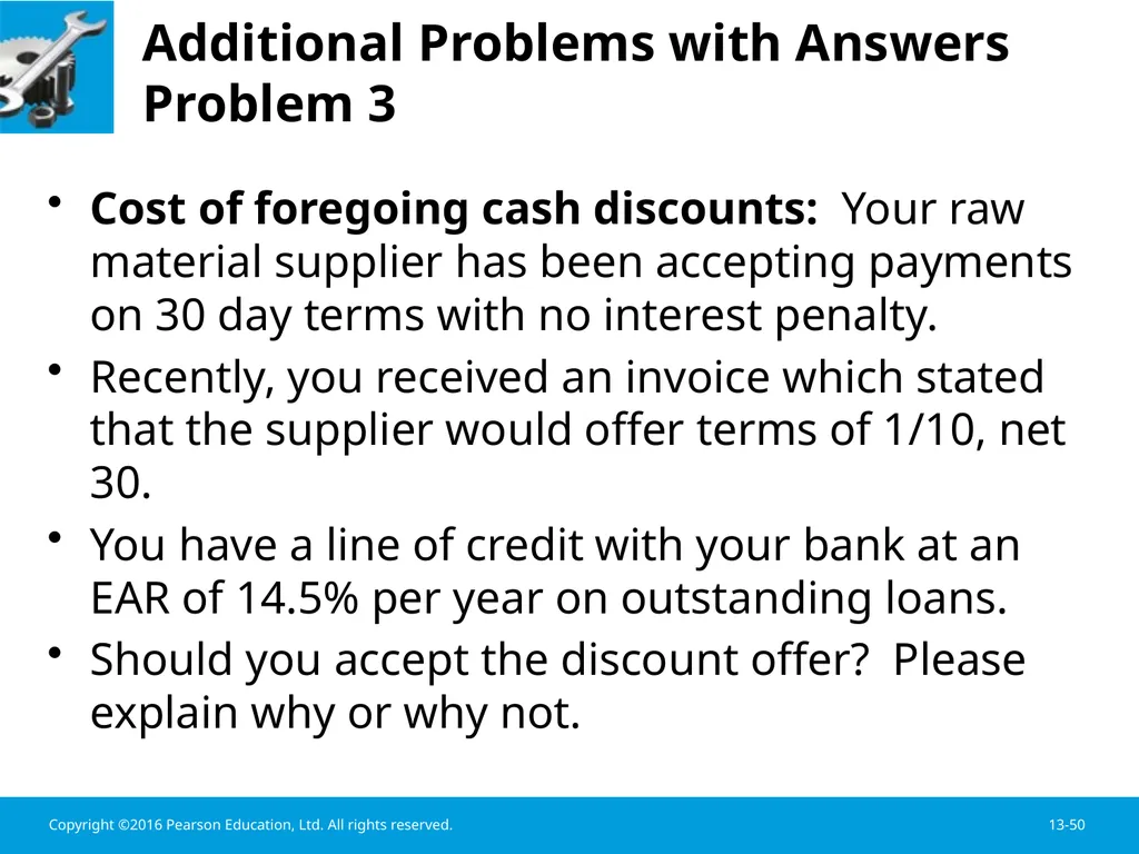 Chapter 13 Working Capital Management Learning - slide 50 of 56