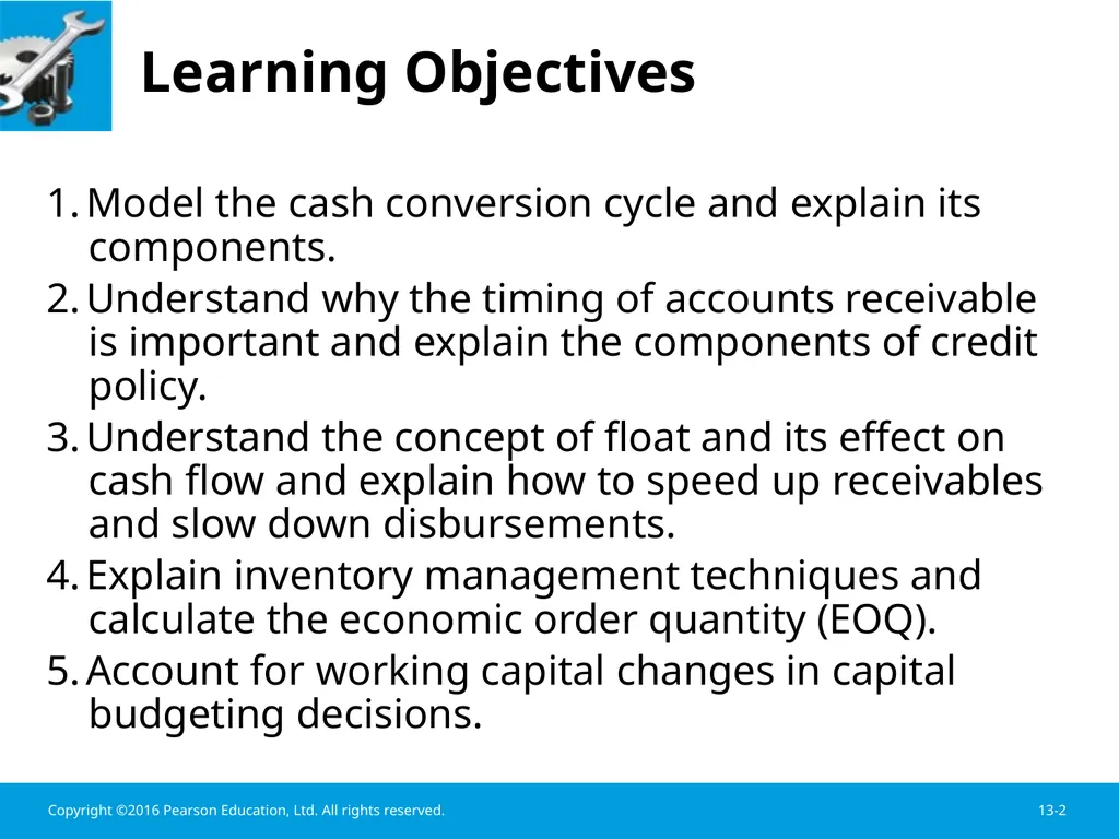 Chapter 13 Working Capital Management Learning - slide 2 of 56