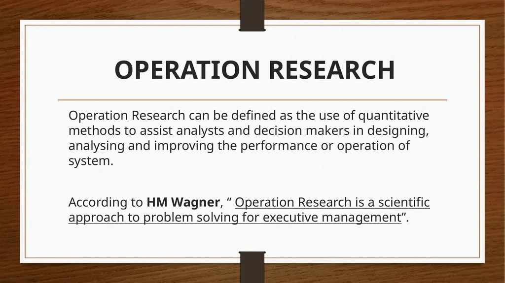 OPERATION RESEARCH Operation Research can be - slide 1 of 23