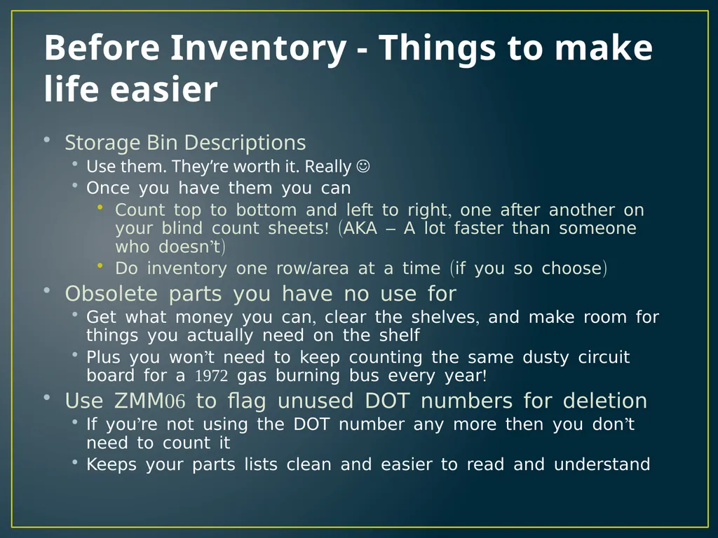 Annual Physical Inventory Thoughts and Tips - slide 13 of 32