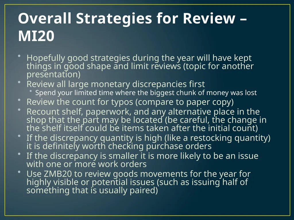 Annual Physical Inventory Thoughts and Tips - slide 20 of 32
