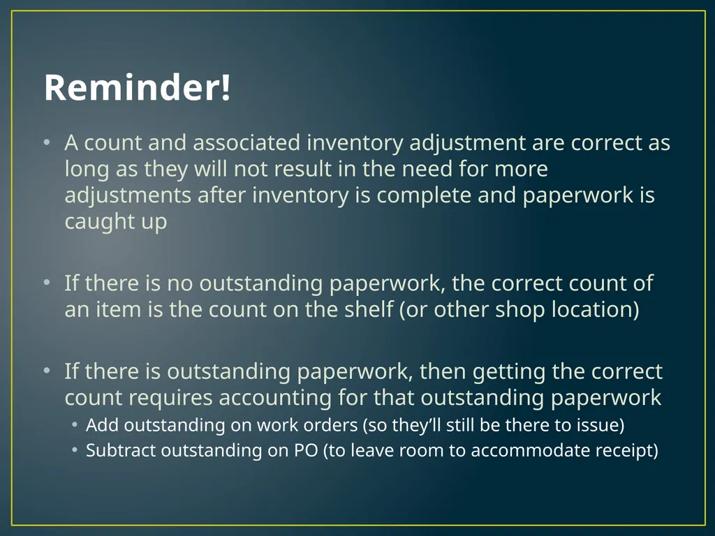 Annual Physical Inventory Thoughts and Tips - slide 25 of 32