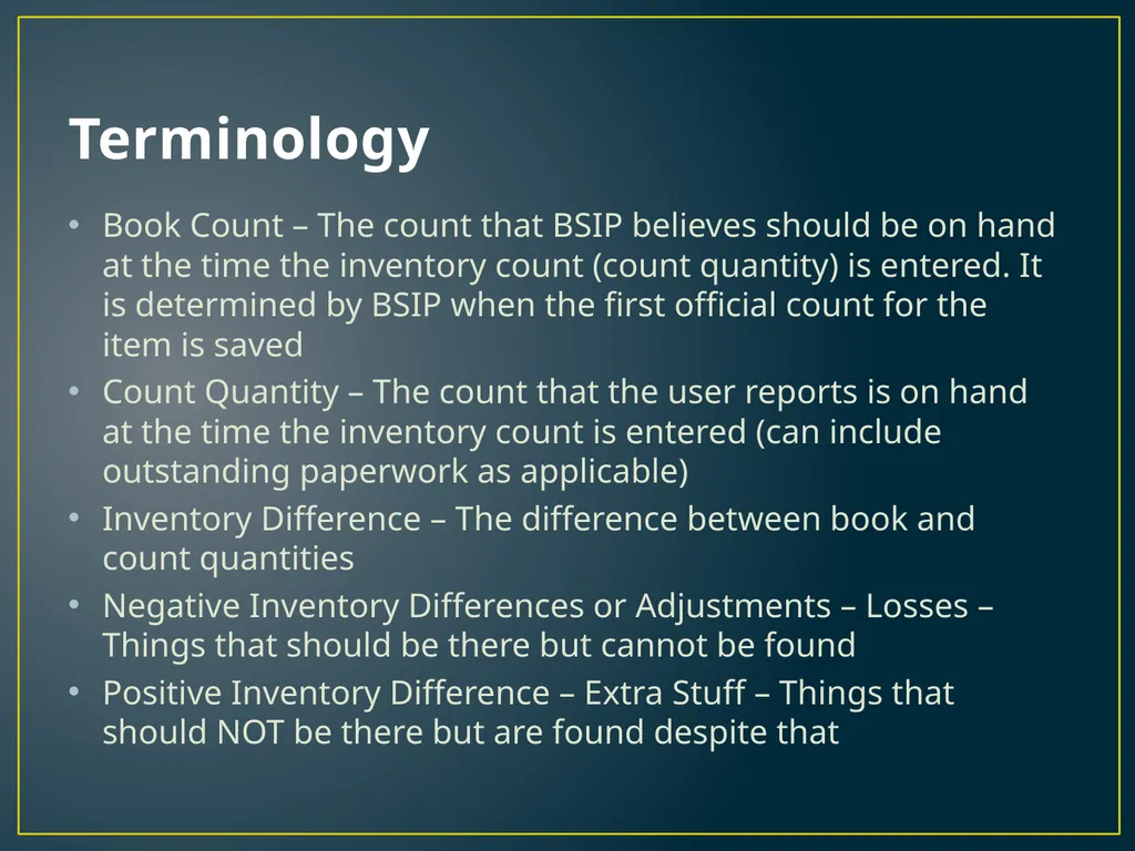 Annual Physical Inventory Thoughts and Tips - slide 6 of 32