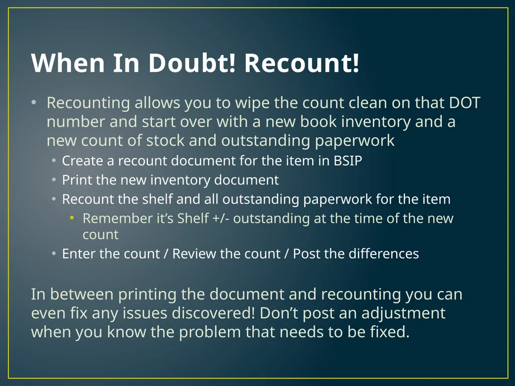 Annual Physical Inventory Thoughts and Tips - slide 11 of 32