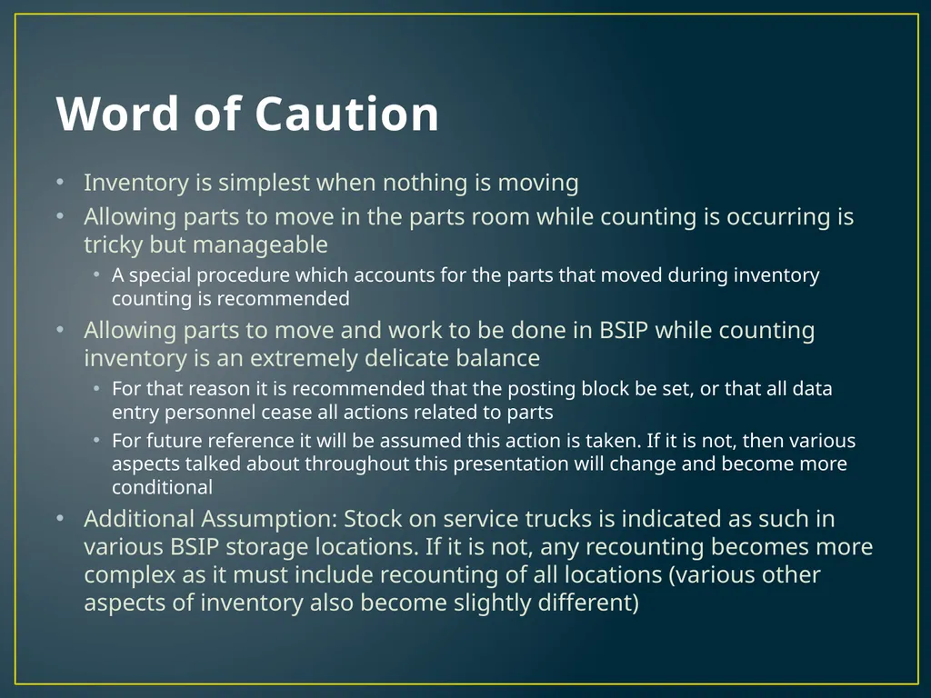 Annual Physical Inventory Thoughts and Tips - slide 5 of 32