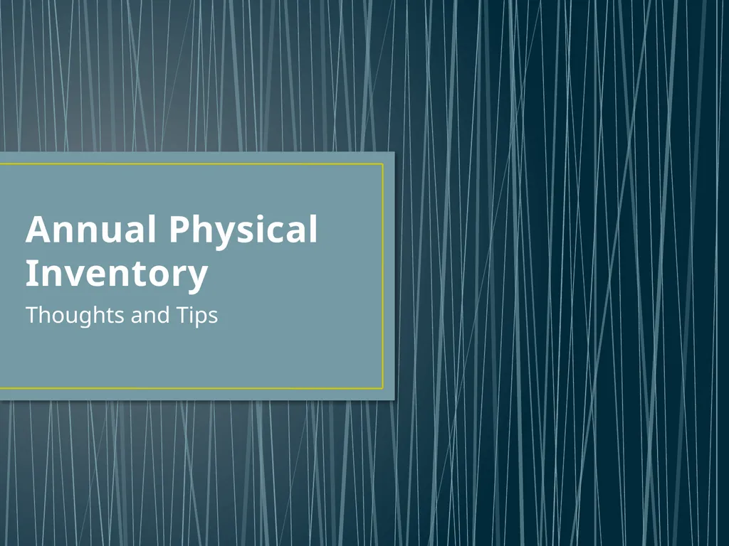 Annual Physical Inventory Thoughts and Tips