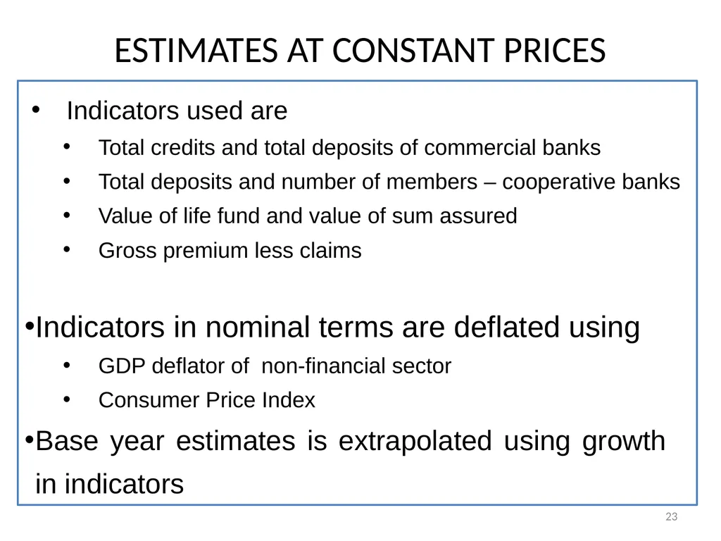 MEASURING SERVICES IN NATIONAL ACCOUNTS NATIONAL - slide 23 of 26