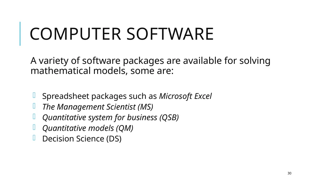 Introduction to Operations Research 1 Takes in to - slide 30 of 44