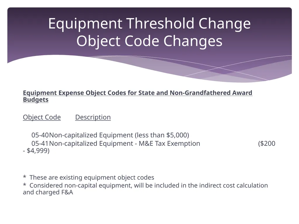 Equipment Threshold Change Overview June 29, 2016 - slide 10 of 23