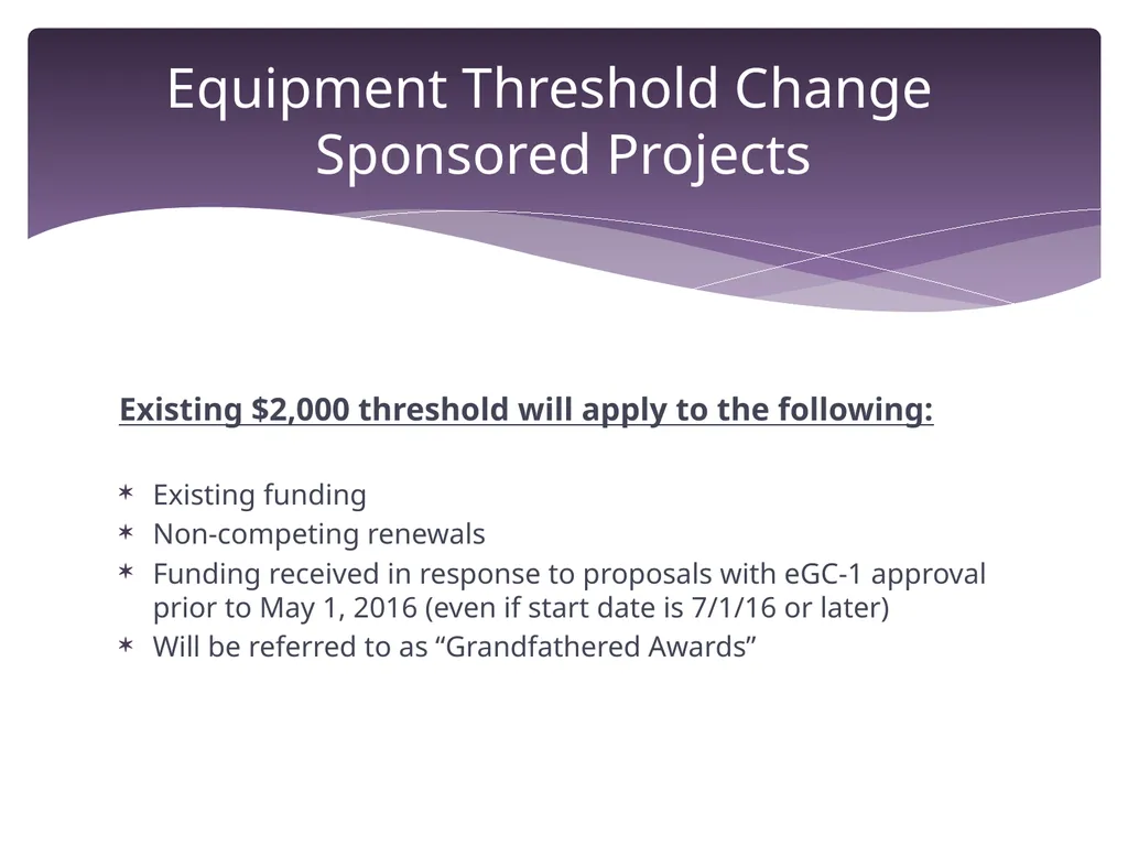 Equipment Threshold Change Overview June 29, 2016 - slide 14 of 23