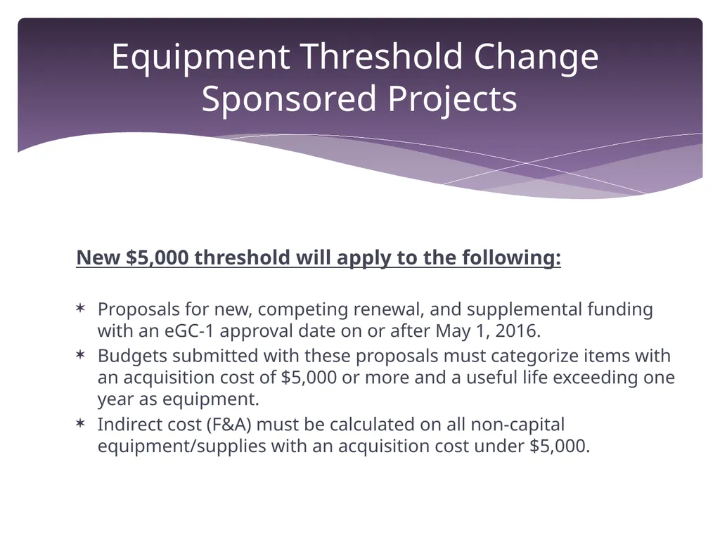 Equipment Threshold Change Overview June 29, 2016 - slide 15 of 23