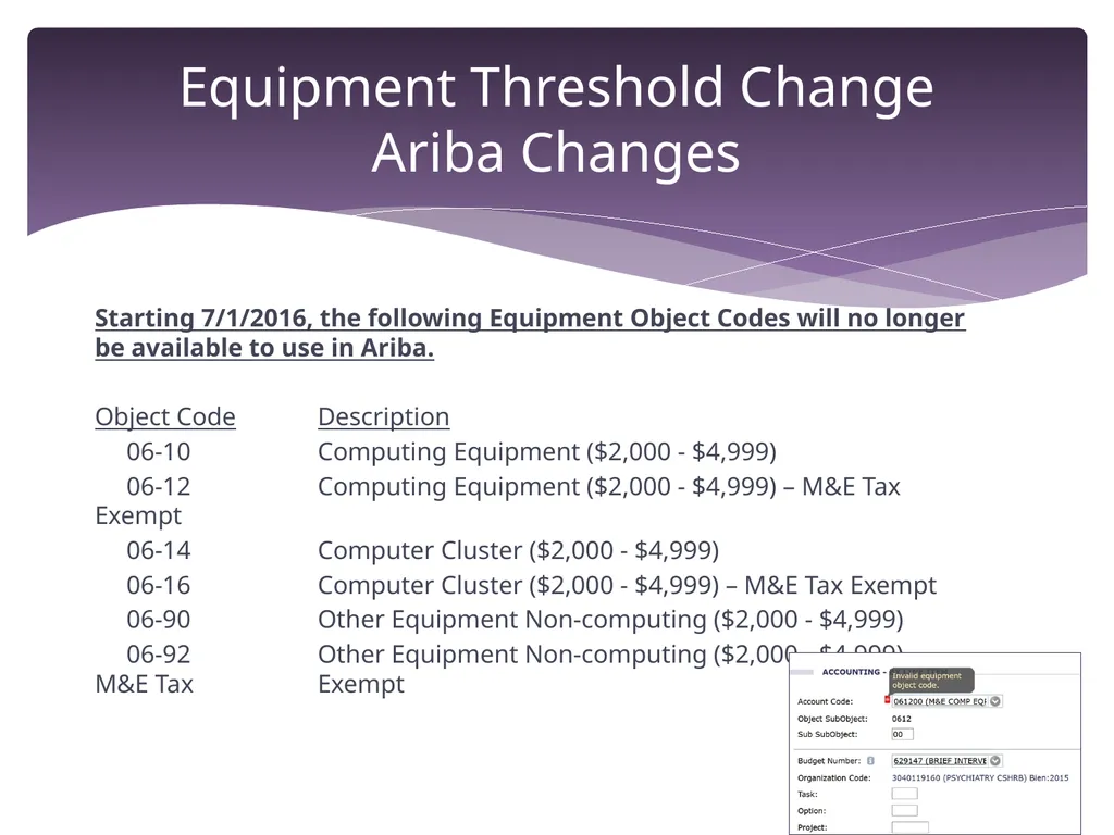 Equipment Threshold Change Overview June 29, 2016 - slide 19 of 23